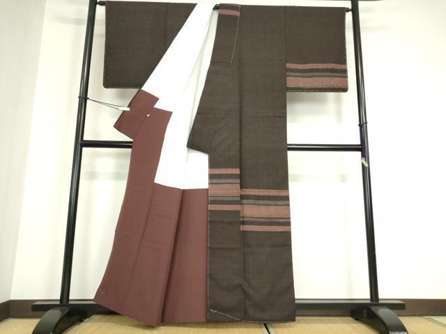 平和屋着物●本場結城紬　重要無形文化財　訪問着　横段文　100亀甲　阪急百貨扱い　証紙付き　正絹　逸品　未使用　DABC3006az