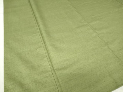 平和屋着物●本場真綿結城紬　色無地　柳染色　証紙付き　正絹　逸品　DABC3007az