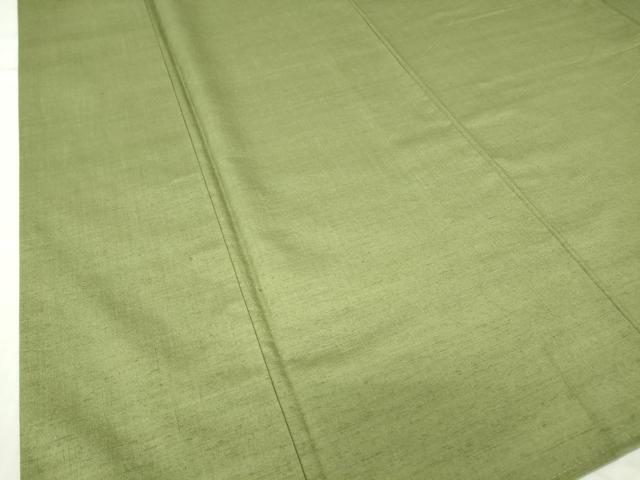 平和屋着物●本場真綿結城紬　色無地　柳染色　証紙付き　正絹　逸品　DABC3007az