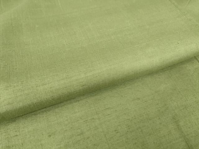平和屋着物●本場真綿結城紬　色無地　柳染色　証紙付き　正絹　逸品　DABC3007az
