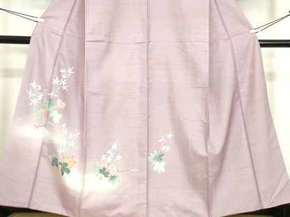 平和屋着物●本加賀友禅作家　成竹登茂男　訪問着　白山紬　草花文　反端付き　正絹　逸品　未使用　DABC3008az