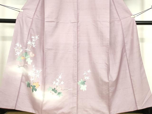 平和屋着物●本加賀友禅作家　成竹登茂男　訪問着　白山紬　草花文　反端付き　正絹　逸品　未使用　DABC3008az