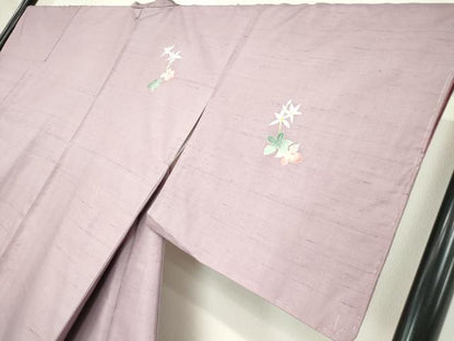 平和屋着物●本加賀友禅作家　成竹登茂男　訪問着　白山紬　草花文　反端付き　正絹　逸品　未使用　DABC3008az