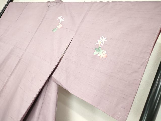 平和屋着物●本加賀友禅作家　成竹登茂男　訪問着　白山紬　草花文　反端付き　正絹　逸品　未使用　DABC3008az