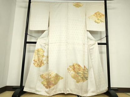 平和屋着物●訪問着　駒刺繍　吉祥花文　金彩　正絹　逸品　DABC3012az