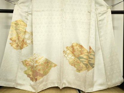 平和屋着物●訪問着　駒刺繍　吉祥花文　金彩　正絹　逸品　DABC3012az