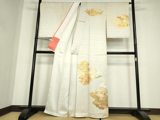 平和屋着物●訪問着　駒刺繍　吉祥花文　金彩　正絹　逸品　DABC3012az
