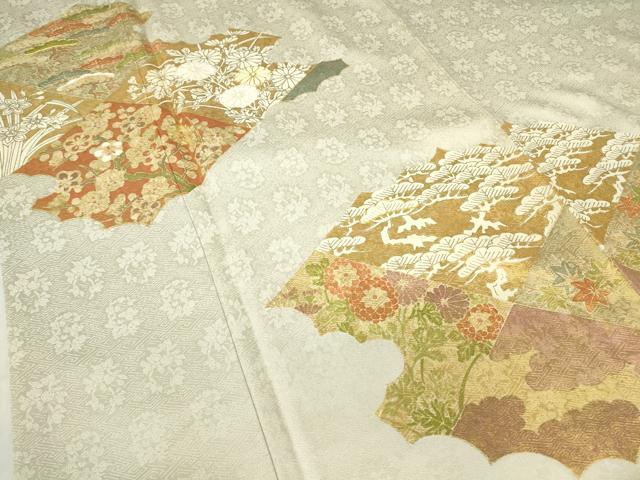 平和屋着物●訪問着　駒刺繍　吉祥花文　金彩　正絹　逸品　DABC3012az