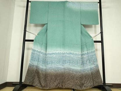 平和屋着物●訪問着　中島博司　樹林文　暈し染め　正絹　逸品　DABC3017az