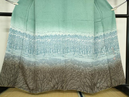 平和屋着物●訪問着　中島博司　樹林文　暈し染め　正絹　逸品　DABC3017az
