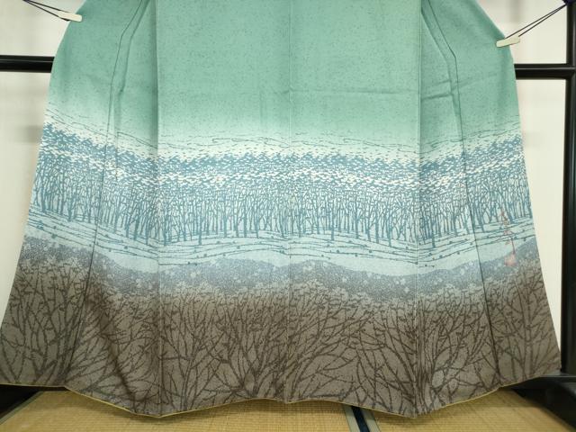 平和屋着物●訪問着　中島博司　樹林文　暈し染め　正絹　逸品　DABC3017az