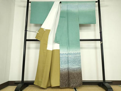 平和屋着物●訪問着　中島博司　樹林文　暈し染め　正絹　逸品　DABC3017az