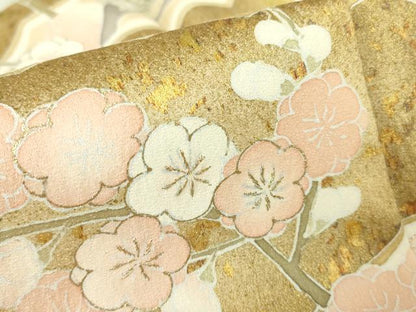 平和屋着物●訪問着　刺繍　吉祥枝花松文　金彩　正絹　逸品　DABC3022az