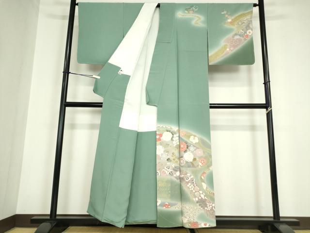 平和屋着物●染色作家　佐藤修平　訪問着　道長花文　暈し染め　金彩　正絹　逸品　未使用　DABC3029az