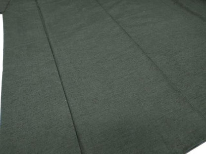 平和屋着物●男性　紬　アンサンブル　長羽織　黒色　正絹　逸品　DABC3033az