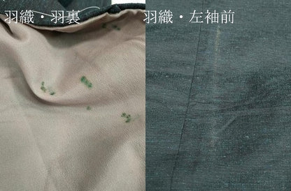 平和屋着物●男性　紬　アンサンブル　長羽織　霞文　正絹　逸品　DABC3038az
