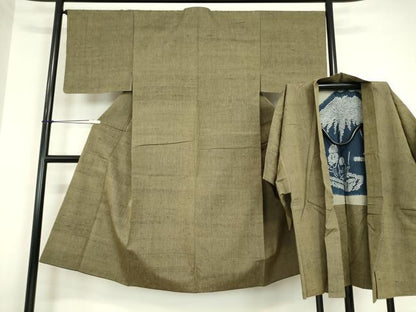 平和屋着物●男性　紬　アンサンブル　霞文　正絹　逸品　DABC3039az