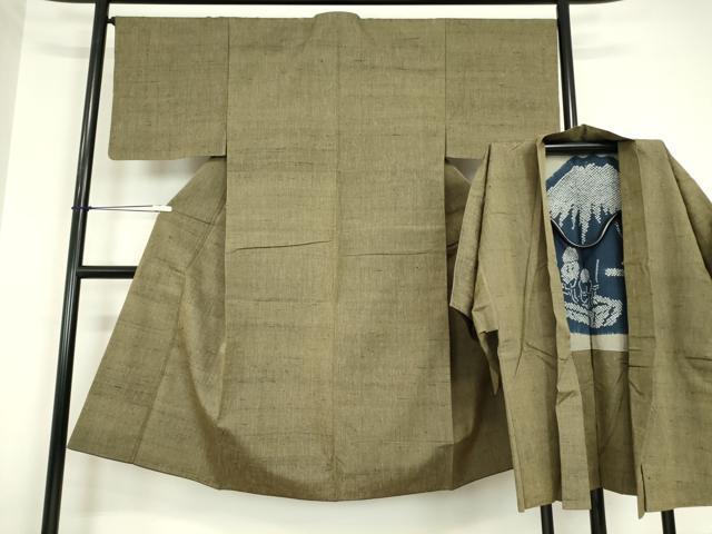 平和屋着物●男性　紬　アンサンブル　霞文　正絹　逸品　DABC3039az