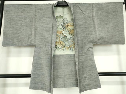 平和屋着物●男性　紬　アンサンブル　霞文　正絹　逸品　DABC3040az