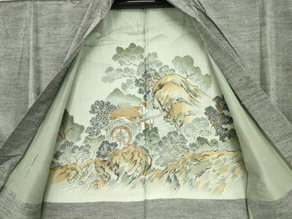 平和屋着物●男性　紬　アンサンブル　霞文　正絹　逸品　DABC3040az