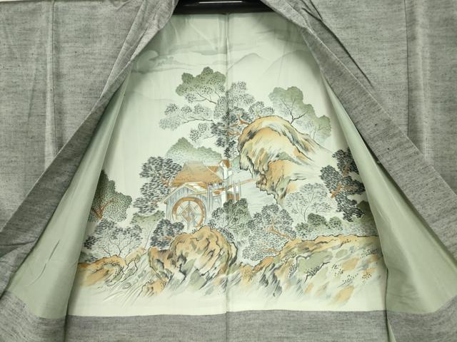 平和屋着物●男性　紬　アンサンブル　霞文　正絹　逸品　DABC3040az