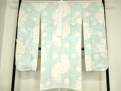 平和屋着物●振袖用長襦袢　袷　雪輪御所車花文　暈し染め　正絹　逸品　未使用　DABC3043az