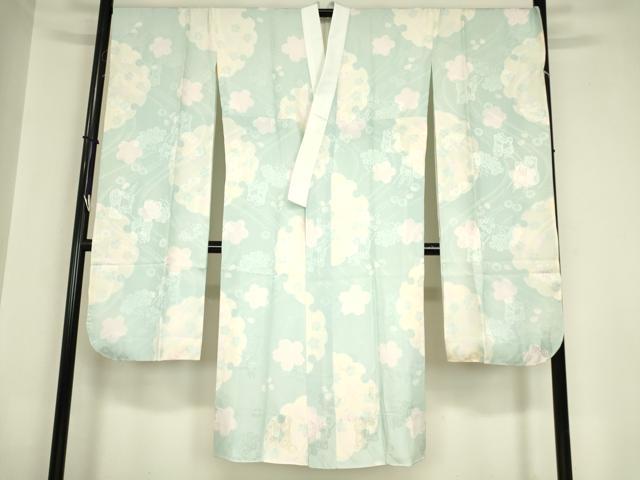 平和屋着物●振袖用長襦袢　袷　雪輪御所車花文　暈し染め　正絹　逸品　未使用　DABC3043az