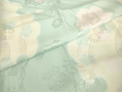 平和屋着物●振袖用長襦袢　袷　雪輪御所車花文　暈し染め　正絹　逸品　未使用　DABC3043az