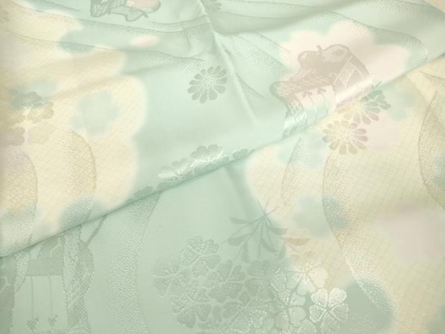平和屋着物●振袖用長襦袢　袷　雪輪御所車花文　暈し染め　正絹　逸品　未使用　DABC3043az