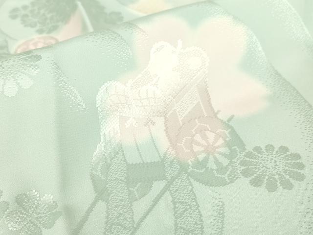 平和屋着物●振袖用長襦袢　袷　雪輪御所車花文　暈し染め　正絹　逸品　未使用　DABC3043az