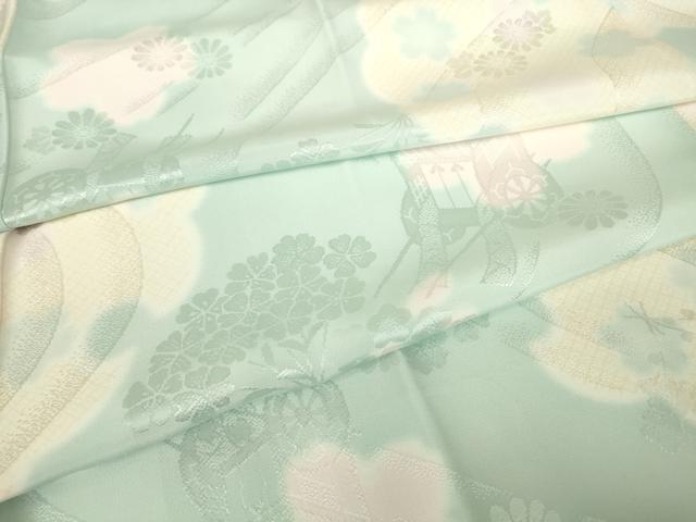 平和屋着物●振袖用長襦袢　袷　雪輪御所車花文　暈し染め　正絹　逸品　未使用　DABC3043az
