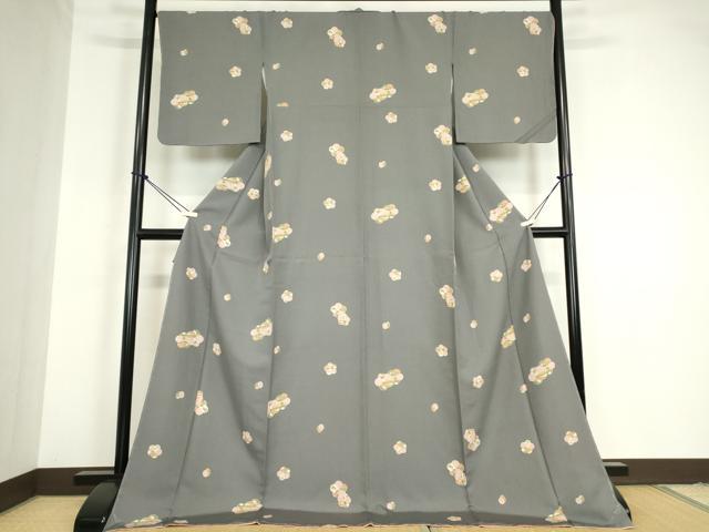 平和屋着物●上質な小紋　舞花文　ロング丈　正絹　逸品　未使用　DABC3044az