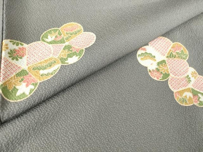 平和屋着物●上質な小紋　舞花文　ロング丈　正絹　逸品　未使用　DABC3044az