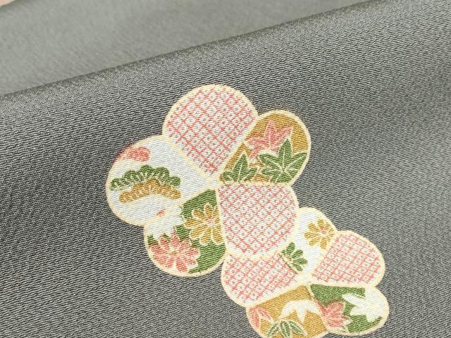 平和屋着物●上質な小紋　舞花文　ロング丈　正絹　逸品　未使用　DABC3044az