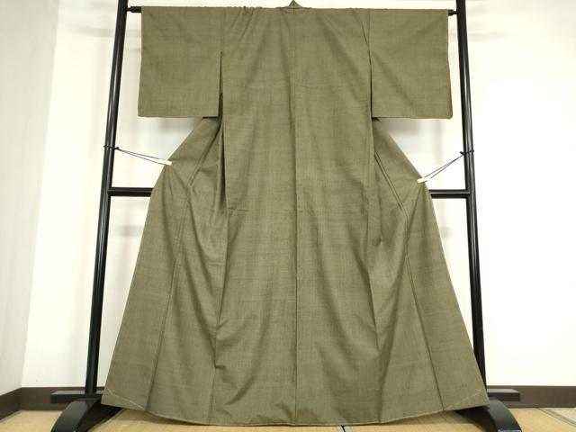 平和屋着物●上質な紬　格子　網代織　正絹　逸品　DABC3045az