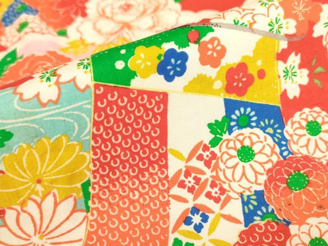 平和屋着物●アンティーク　大正ロマン　長襦袢　袷　御所車吉祥花文　正絹　逸品　DABC3052az