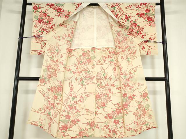 平和屋着物●アンティーク　大正ロマン　長襦袢　単衣　吉祥花文　正絹　逸品　DABC3053az