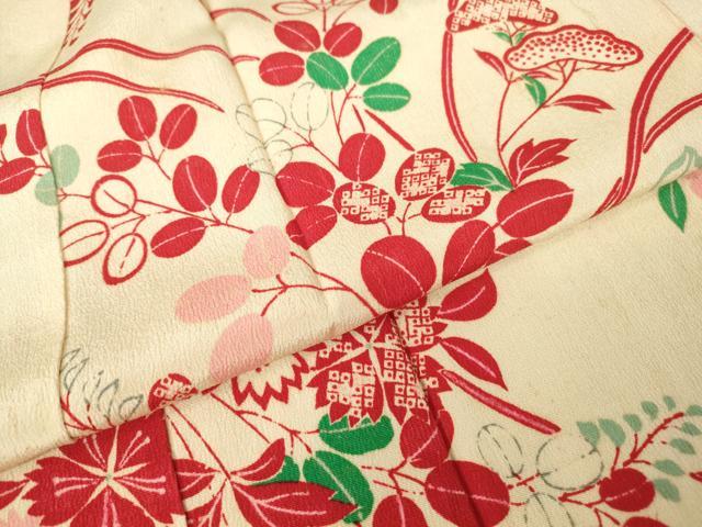 平和屋着物●アンティーク　大正ロマン　長襦袢　単衣　吉祥花文　正絹　逸品　DABC3053az