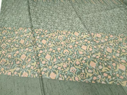 平和屋着物●訪問着　紬地　型染　更紗花文　正絹　逸品　未使用　DABC3054az
