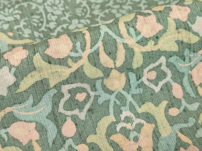 平和屋着物●訪問着　紬地　型染　更紗花文　正絹　逸品　未使用　DABC3054az