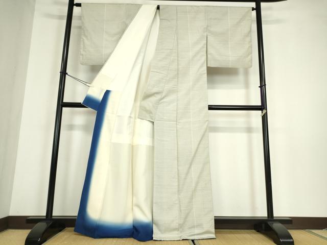 平和屋着物●結城紬　間道　120亀甲　正絹　逸品　DABC3055az