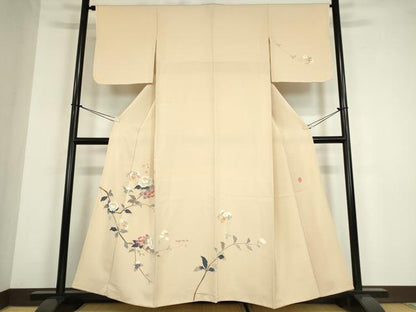 平和屋着物●本加賀友禅作家　金丸充夫　訪問着　枝花文　正絹　逸品　DABC3056az