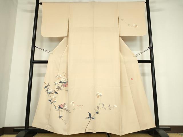 平和屋着物●本加賀友禅作家　金丸充夫　訪問着　枝花文　正絹　逸品　DABC3056az