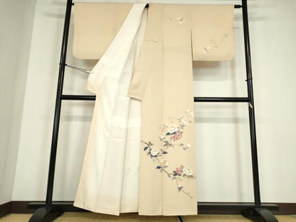 平和屋着物●本加賀友禅作家　金丸充夫　訪問着　枝花文　正絹　逸品　DABC3056az