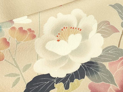 平和屋着物●本加賀友禅作家　金丸充夫　訪問着　枝花文　正絹　逸品　DABC3056az