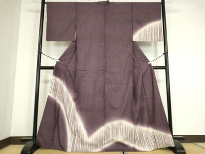 平和屋着物●訪問着　紬地　霞斜線文　正絹　逸品　DABC3058az