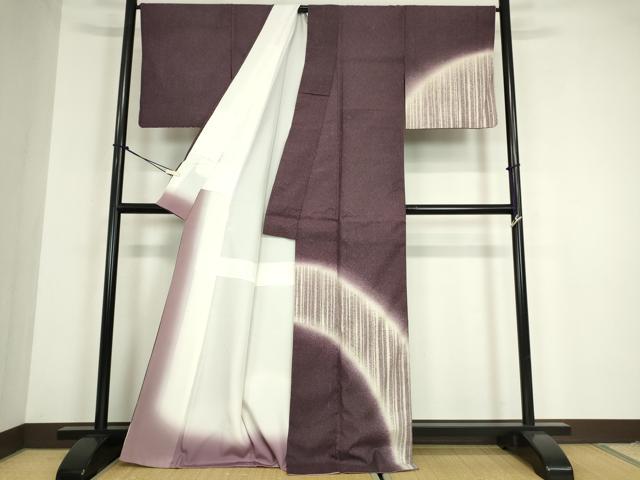 平和屋着物●訪問着　紬地　霞斜線文　正絹　逸品　DABC3058az