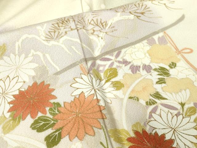 平和屋着物●訪問着　几帳花文　暈し染め　金彩　反端付き　正絹　逸品　未使用　DABC3062az
