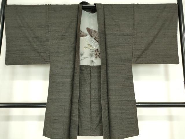 平和屋着物●男性　紬　アンサンブル　80亀甲　正絹　逸品　DABC3065az