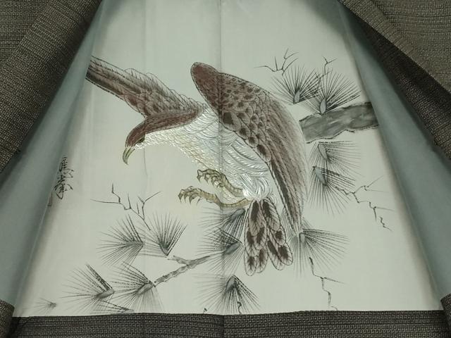 平和屋着物●男性　紬　アンサンブル　80亀甲　正絹　逸品　DABC3065az